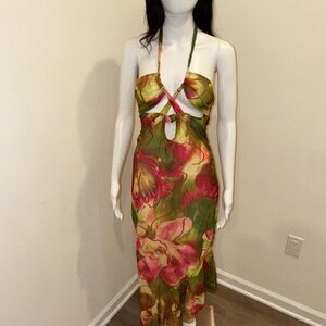 PrettyLittleThing Pink and Green Floral Dress